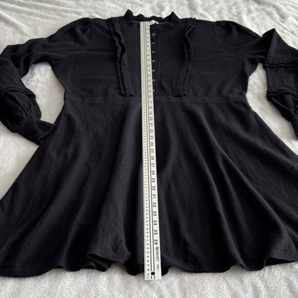 Boden Frilled Knitted Black Button Front Long Sleeve Dress US Size 20/22 EUC - Picture 8 of 10